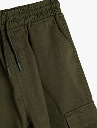 Jogger Pantolon Kargo Cepli Beli Bağlamalı Pamuklu