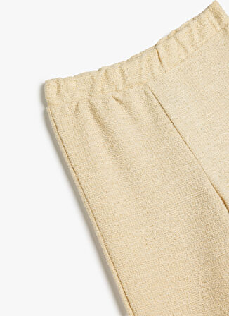 Koton Lastikli Bel İspanyol Paça Ekru Kız Çocuk Pantolon 5WKG40202AK