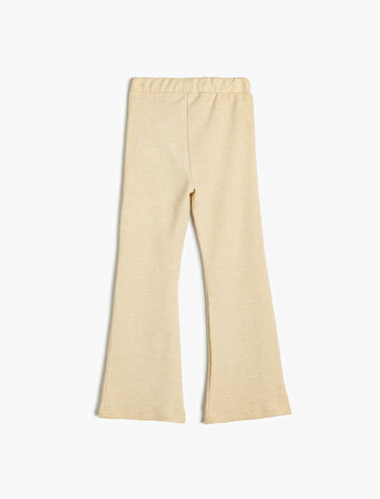 İspanyol Paça Pantolon Slim Fit Beli Lastikli Tüvit Pamuklu
