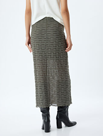 Midi Boy Kalem Etek Yarı Transparan Çizgili Astarlı