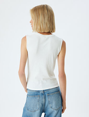 Yuvarlak Yaka Viskon Kumaş Basic Fitilli Atlet