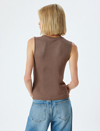 Yuvarlak Yaka Viskon Kumaş Basic Fitilli Atlet