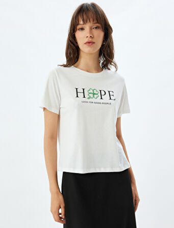 Kısa Kollu Tişört Baskılı Bisiklet Yaka Pamuklu 