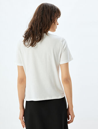 Kısa Kollu Tişört Baskılı Bisiklet Yaka Pamuklu 