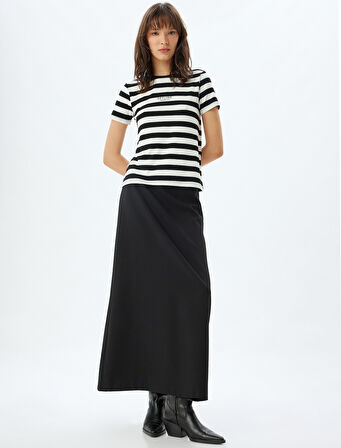 Kısa Kollu Tişört Baskılı Bisiklet Yaka Viskon Kumaş