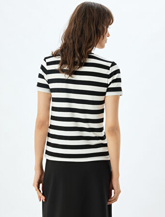 Kısa Kollu Tişört Baskılı Bisiklet Yaka Viskon Kumaş