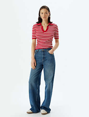 Polo Triko Kazak Fitilli Kısa Kollu