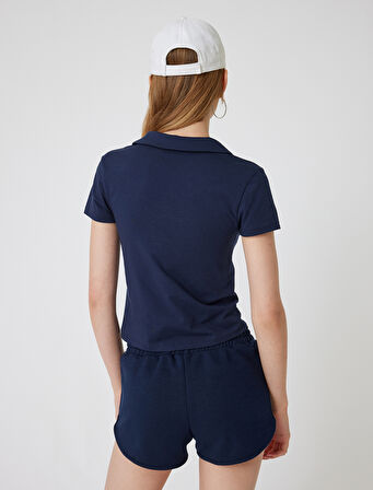 Polo Yaka Tişört Fermuarlı Slim Fit Kısa Kollu