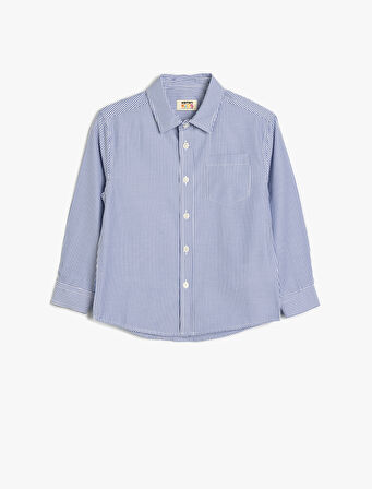 Gömlek Uzun Kollu Düğmeli Tek Cepli Pamuk Karışımlı