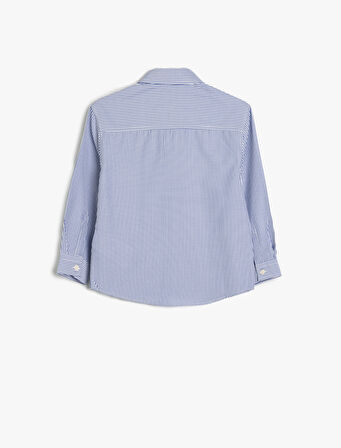 Gömlek Uzun Kollu Düğmeli Tek Cepli Pamuk Karışımlı