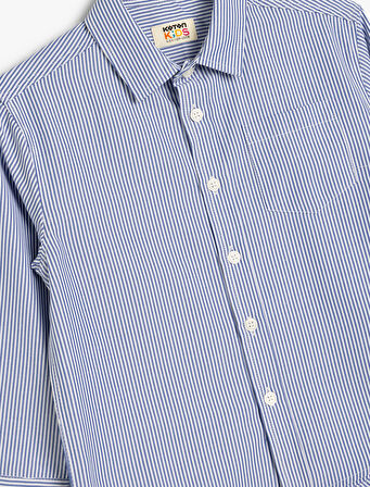 Gömlek Uzun Kollu Düğmeli Tek Cepli Pamuk Karışımlı