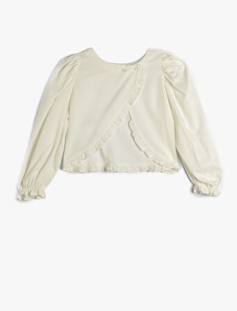 Bluz Uzun Kollu Bisiklet Yaka Manşetleri Lastikli Viskon Kumaş 