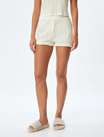 Boxer Şort Pijama Altı Dokulu Dantel Detaylı