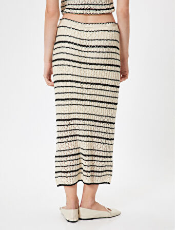 Ajurlu Triko Etek Midi Boy Bağlama Detaylı 