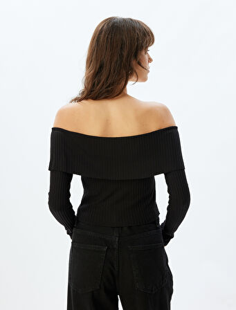 Fermuarlı Uzun Kollu Triko Slim Fit Omzu Açık Yelek