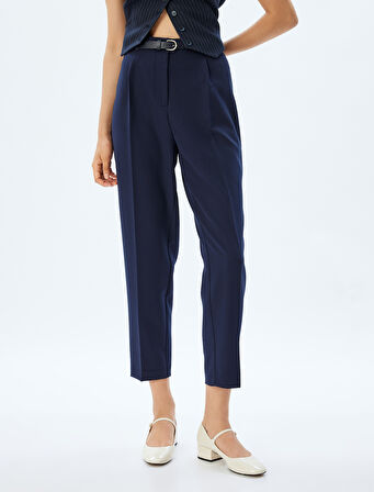 Kısa Paça Cigarette Pantolon Yüksek Bel Slim Fit