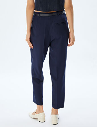 Kısa Paça Cigarette Pantolon Yüksek Bel Slim Fit