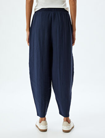 Modal Kumaş Cepli Beli Lastikli Bağlamalı Balon Pantolon