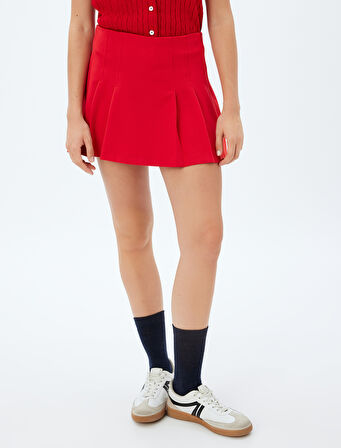 Mini Pileli Şort Etek Standart Bel