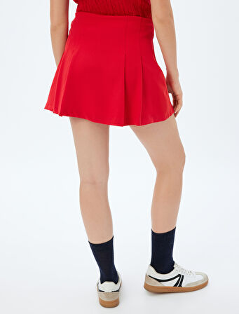 Mini Pileli Şort Etek Standart Bel