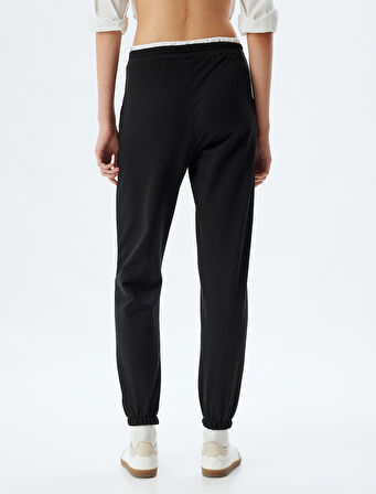 Çift Bel Detaylı Şardonlu Bağcıklı Jogger Eşofman Altı