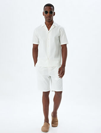 Kısa Kollu Gömlek Basic Dokulu Pamuklu