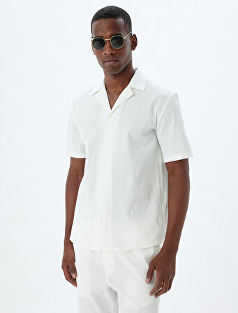 Kısa Kollu Gömlek Basic Dokulu Pamuklu