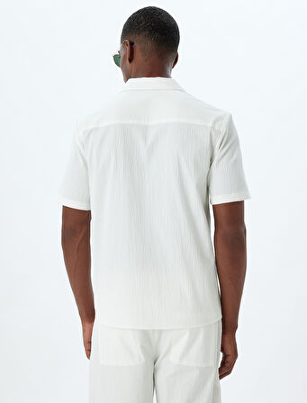 Kısa Kollu Gömlek Basic Dokulu Pamuklu