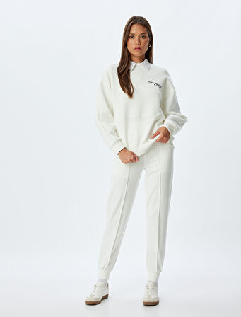 Oversize Sweatshirt Bisiklet Yaka Uzun Kollu Scuba Kumaş