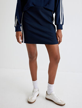 Yanları Şerit Detaylı Standart Bel Mini Etek