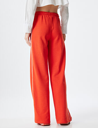 Geniş Paça Eşofman Pantolon Yanları Çizgili Üç İplik Pamuklu