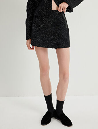 Mini Tüvit Şort Etek Kruvaze 