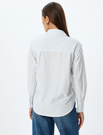 Taşlı Poplin Gömlek Klasik Yaka Uzun Kollu Regular Fit