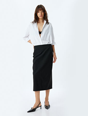 Midi Boy Kalem Etek Arkası Yırtmaç Detaylı Regular Fit