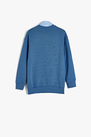 Koton Erkek Çocuk Okul Sweatshirt Basic Okul Gömleği Yaka Detaylı Uzun Kollu Pamuklu