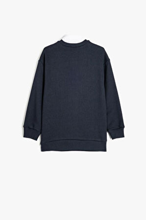 Koton Erkek Çocuk Okul Sweatshirt Basic Okul Gömleği Yaka Detaylı Uzun Kollu Pamuklu