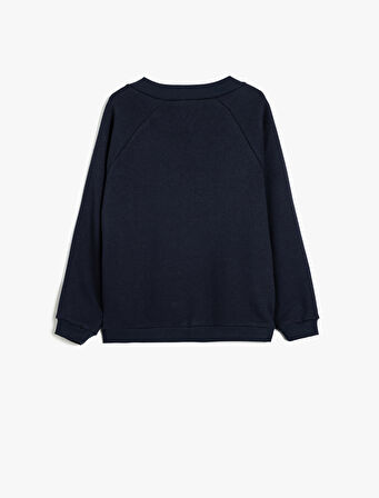 Fermuarlı Sweatshirt V Yaka Uzun Kollu
