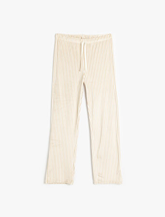 Rahat Kalıp Çizgili Polar Pijama Altı