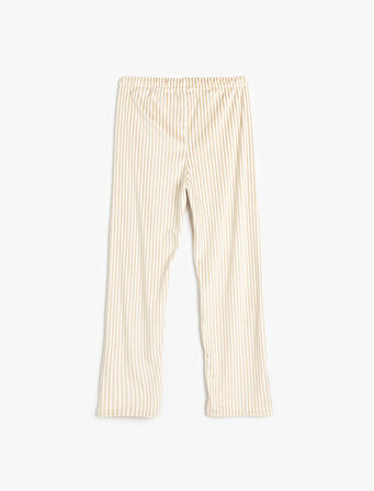 Rahat Kalıp Çizgili Polar Pijama Altı