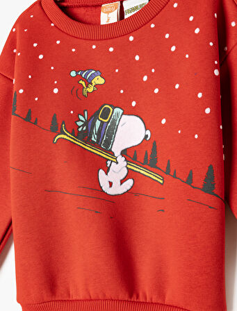 Sweatshirt Snoopy Baskılı Lisanslı Uzun Kollu Bisiklet Yaka