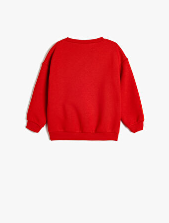 Sweatshirt Yılbaşı Temalı Baskı Detaylı Uzun Kollu Pamuklu Şardonlu