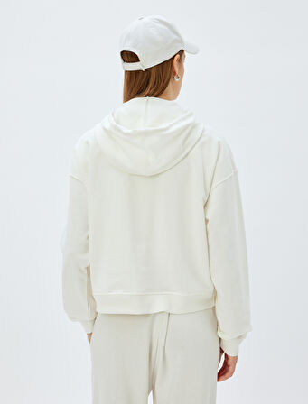 Kapşonlu Sweatshirt Basic Uzun Kollu Üç İplik Pamuklu