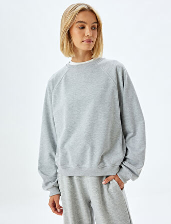 Basic Sweatshirt Bisiklet Yaka Uzun Kollu