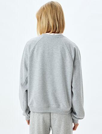 Basic Sweatshirt Bisiklet Yaka Uzun Kollu