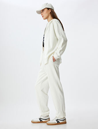 Jogger Eşofman Altı Cepli Beli Bağlamalı Üç İplik