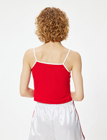 Askılı Atlet Slogan Baskılı Bisiklet Yaka Slim Fit