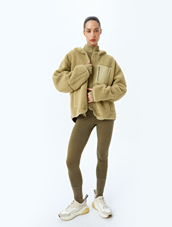 Spor Tayt Basic Yüksek Bel Şardonlu Yumuşak Tuşe Skinny Fit İnterlok