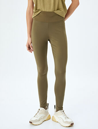 Spor Tayt Basic Yüksek Bel Şardonlu Yumuşak Tuşe Skinny Fit İnterlok