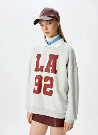 Koton Polo Yaka Kar Melanj Kadın Sweatshırt 5WAL10538IK