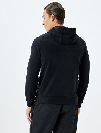 Spor Sweatshirt Boxy Kapşonlu Polar Kalın Kumaşlı Fermuar Detaylı Kanguru Cepli